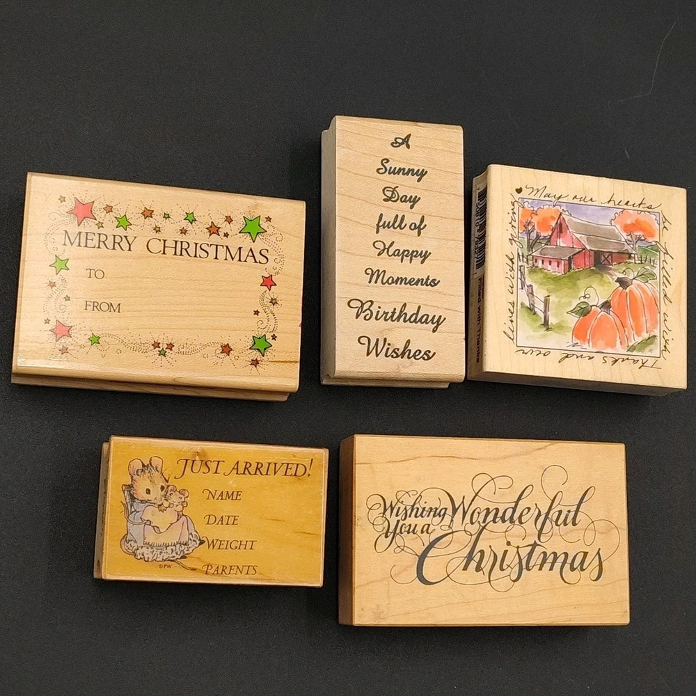 Set-5 Rubber Stamps HOLIDAYS Christmas 🎄☃️Halloween Birthday 🎁 Baby Birth📸👀